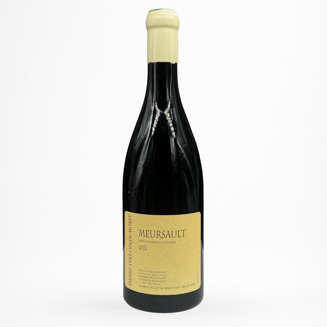 Domaine Pierre-Yves Colin-Morey Meursault Blanc 2022, vin blanc de Bourgogne (AOC Meursault), bouteille 75 cl, packshot sur fond blanc.