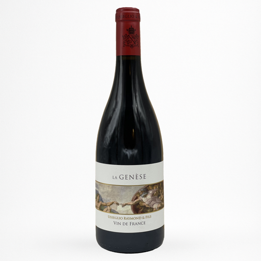 Domaine Usseglio Raymond & Fils « La Genèse » – vin rouge Vin de France, bouteille sur fond blanc (packshot produit).
