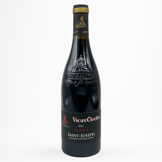 Vieux Clocher Les Échamps – Saint-Joseph AOC (Rhône) vin rouge – bouteille packshot sur fond blanc